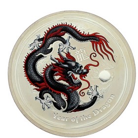 Moneda Australia 1 Dollars Año del Dragón Plata 2012 Coloreada 1 oz