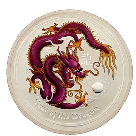 Moneda Australia 1 Dollars Año del Dragón Plata 2012 Coloreada 1 oz
