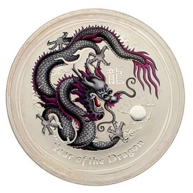 Moneda Australia 1 Dollars Año del Dragón Plata 2012 Coloreada 1 oz