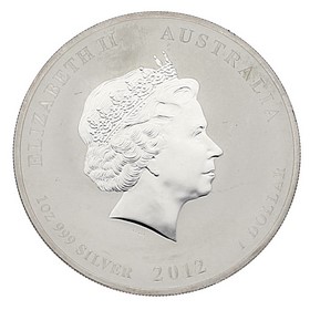 Moneda Australia 1 Dollars Año del Dragón Plata 2012 Dorada 1 oz