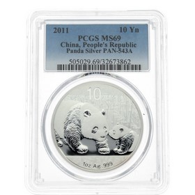 Moneda China 10 Yuan Panda Plata 2011 PCGS MS69 1 oz