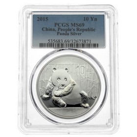Moneda China 10 Yuan Panda Plata 2015 PCGS MS69 1 oz