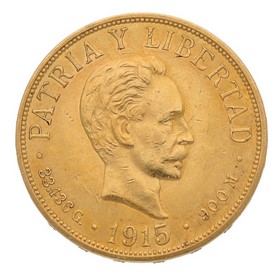 Moneda Cuba 20 Pesos Oro 1915 33,40 g