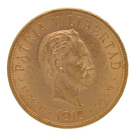 Moneda Cuba 10 Pesos Oro 1916 16,71 g