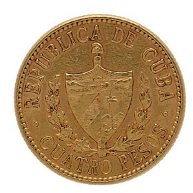 Moneda Cuba 4 Pesos Oro 1916 6,67 g