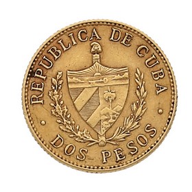 Moneda Cuba 2 Pesos Oro 1916 3,35 g