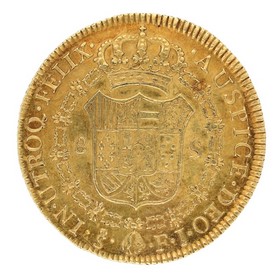 Moneda 8 Escudos  Oro 1803 Santiago FJ 26,95 g