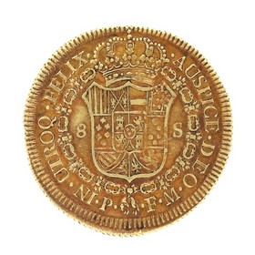 Moneda 8 Escudos  Oro 1818 Popayán FM 26,94 g