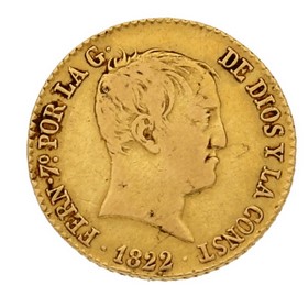 Moneda 80 Reales Oro 1822 Madrid Sr 6,65 g