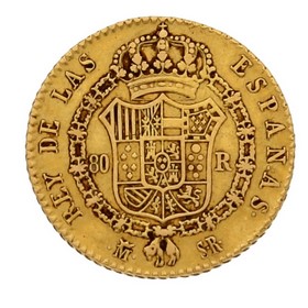 Moneda 80 Reales Oro 1822 Madrid Sr 6,65 g