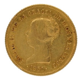 Moneda 100 Reales Doblón Oro 1851 Madrid 8,09 g