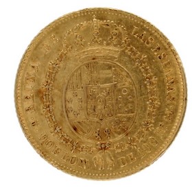 Moneda 100 Reales Doblón Oro 1851 Madrid 8,09 g