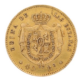 Moneda 40 Reales Oro 1864 Madrid 3,46 g
