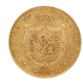 Moneda 4 Escudos Oro 1867 Madrid 3,53 g
