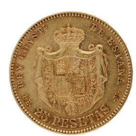 Moneda 25 Pesetas Oro 1878 8,04 g