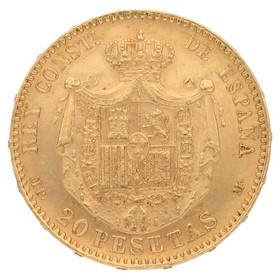 Moneda 20 Pesetas Oro 1890 6,46 g