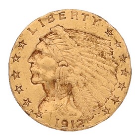 Moneda Estados Unidos 2 1/2 Dollars Oro 1912 4,18 g