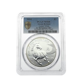 Moneda Reino Unido 2 Pound  Lunar Mule Plata 2014 PCGS MS68 31,10 g