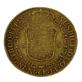 Moneda 8 Escudos Oro 1810 Nuevo reino Colombia JF 26,98 g