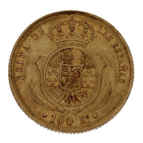 Moneda 100 Reales Oro 1862 Madrid  8,35 g