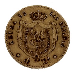 Moneda 4 Escudos Oro 1867 Madrid  3,33 g