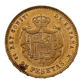 Moneda 25 Pesetas Oro 1877 Madrid DE-M 8,07 g