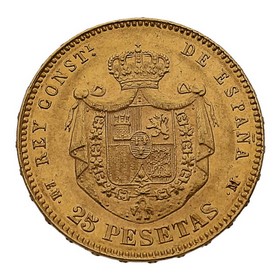 Moneda 25 Pesetas Oro 1878 Madrid EM-M 8,04 g