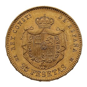 Moneda 25 Pesetas Oro 1878 Madrid EM-M 8,06 g