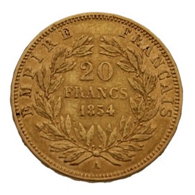 Moneda Francia 20 Francos Oro 1854 6,38 g