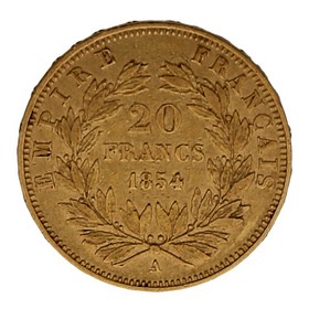 Moneda Francia 20 Francos Oro 1854 6,39 g