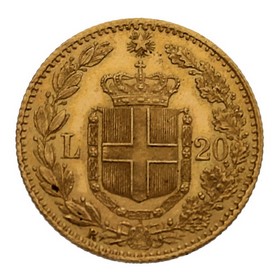 Moneda Italia 20 Liras Oro 1882 6,43 g