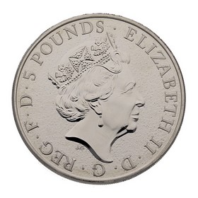 Moneda Reino Unido  5 Pounds Queen's Beasts The White Lion Plata 2016 2 oz