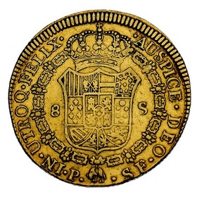 Moneda 8 Escudos Oro 1791 Popayán SF 26,97 g
