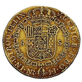 Moneda 8 Escudos Oro 1796 Nuevo Reino JJ 26,62 g