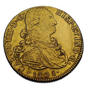 Moneda 8 Escudos Oro 1808 Lima. Perú JP 26,95 g