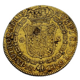 Moneda 8 Escudos Oro 1808 Lima. Perú JP 26,95 g