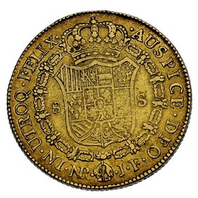 Moneda 8 Escudos Oro 1813 Nuevo Reino JF 27,02 g