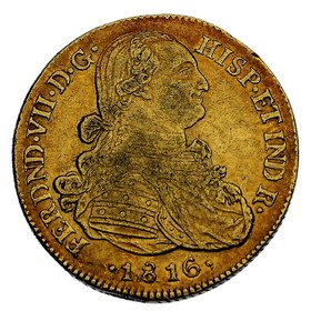 Moneda 8 Escudos Oro 1816 Nuevo Reino JF 26,93 g