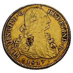 Moneda 8 Escudos Oro 1817 Santiago de Chile FJ 27,03 g