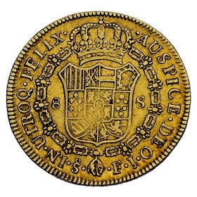 Moneda 8 Escudos Oro 1817 Santiago de Chile FJ 27,03 g
