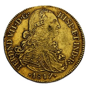 Moneda 8 Escudos Oro 1817 Nuevo Reino JF 26,92 g