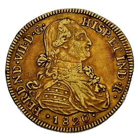 Moneda 8 Escudos Oro 1820 Nuevo Reino JF 27,06 g