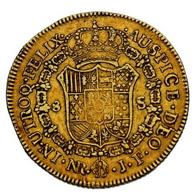 Moneda 8 Escudos Oro 1820 Nuevo Reino JF 27,06 g