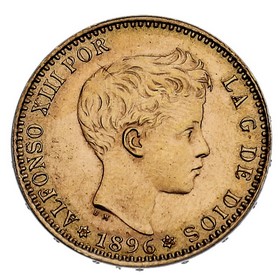 Moneda 20 Pesetas Oro 1896 Madrid MP 6,45 g