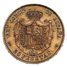 Moneda 20 Pesetas Oro 1896 Madrid MP 6,45 g