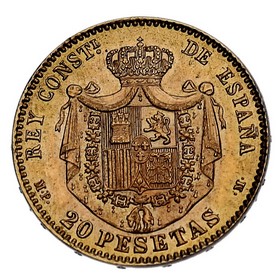 Moneda 20 Pesetas Oro 1896 Madrid MP 6,45 g