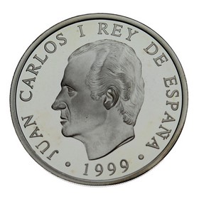 Moneda 2.000 Pesetas 750 años de gobierno municipal de Barcelona Proof Plata 1999 Madrid 27 g