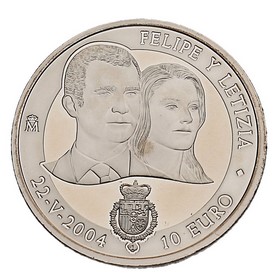 Lote Monedas Proof Boda de S.A.R. El Príncipe de Asturias 200 Euros Oro y  10 Euros de Plata Madrid