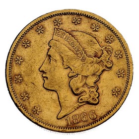 Moneda Estados Unidos Twenty Dollars Oro 1866 33,40 g