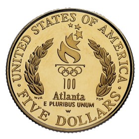 Moneda Estados Unidos 5 Dollars Juegos olímpicos Atlanta Oro 1996 Proof 8,36 g